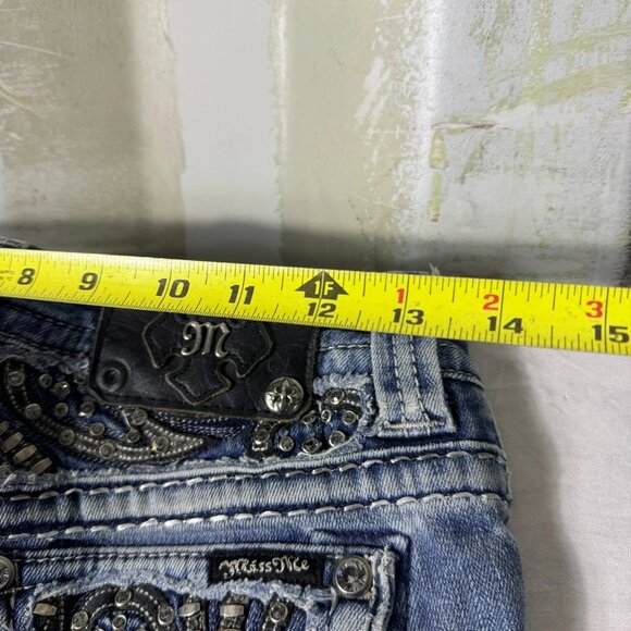 Miss Me Skinny Jeans Womens Blue Deinm Studded Whiskering Pockets Outdoor 25 - Picture 14 of 16
